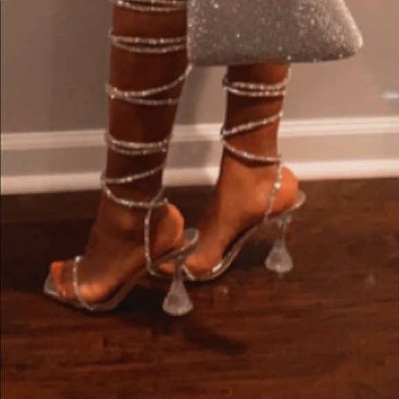 Silver rhinestone wrap heels size 8 only worn twice - Picture 9 of 9